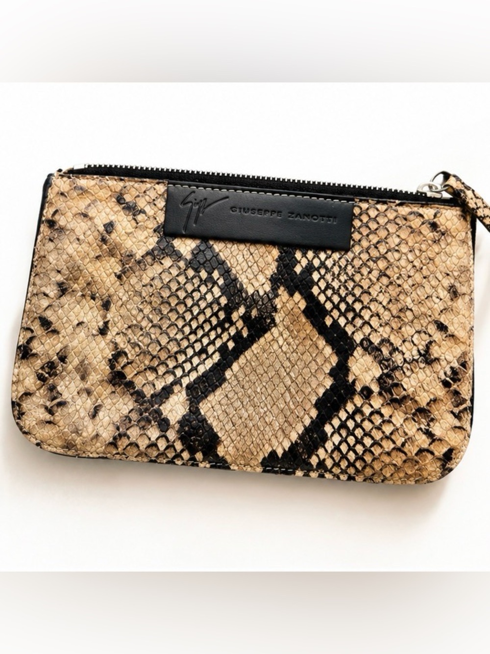 Giuseppe Zanotti Snakeskin Exotic Print Leather Pouch Clutch with Dustbag - Picture 2 of 7